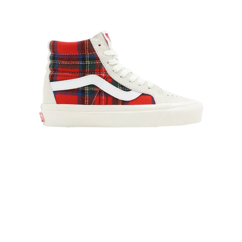 Vans Red and White Plaid High-Tops